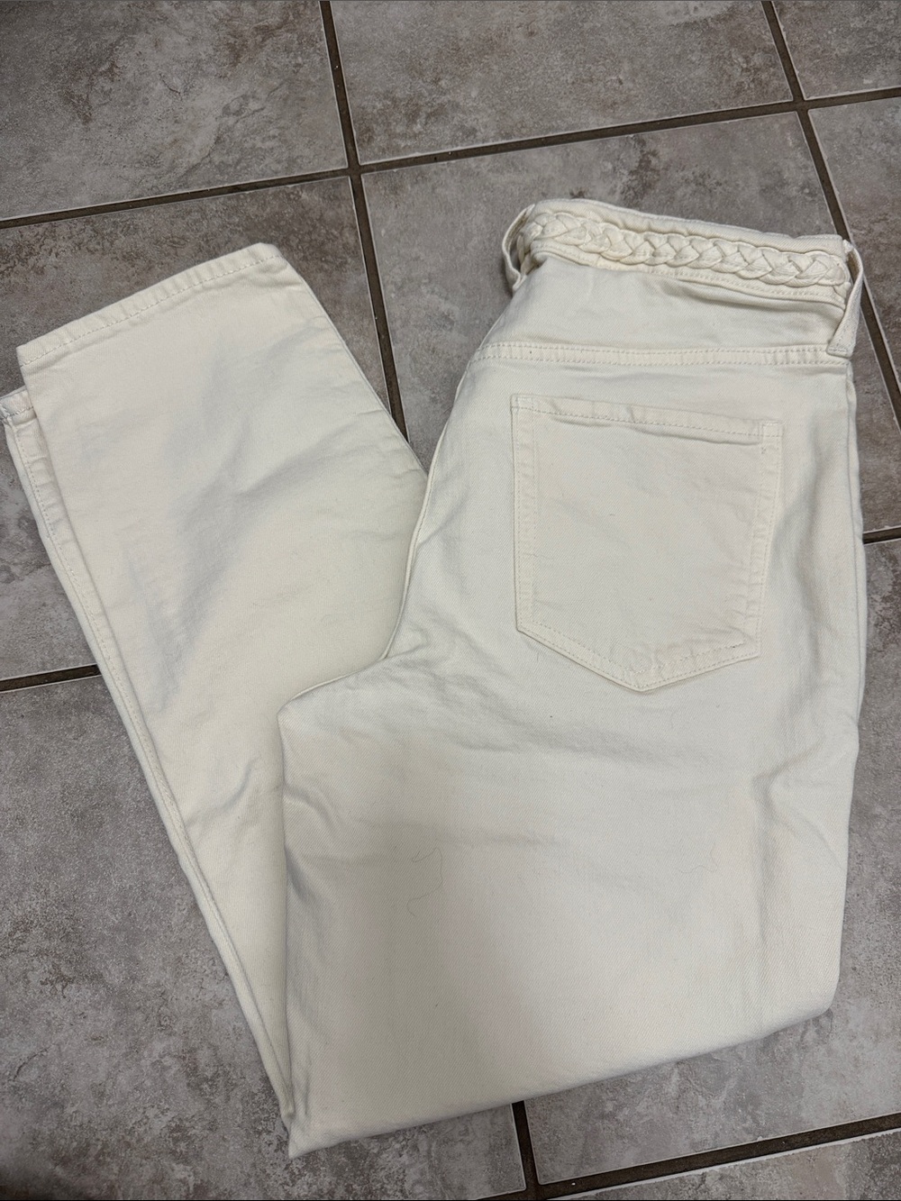 Old Navy Cream White Women's Jeans with Braided Waistband
